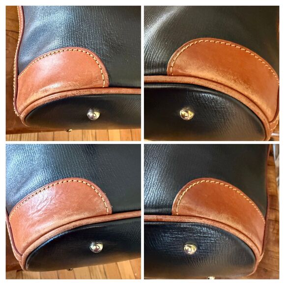 Dooney & Bourke Saffiano Leather Tassle Tote Bag — Black & Natural Trim - Picture 6 of 16